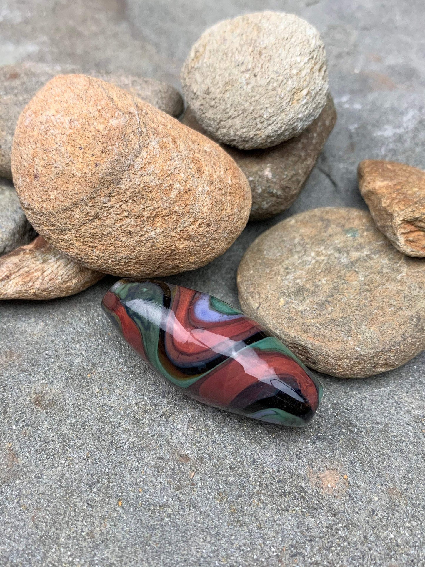 Handmade Multicolored Glass Lampwork Focal Gravity Bead | One of a Kind Art Glass | Statement Bead for Pendant