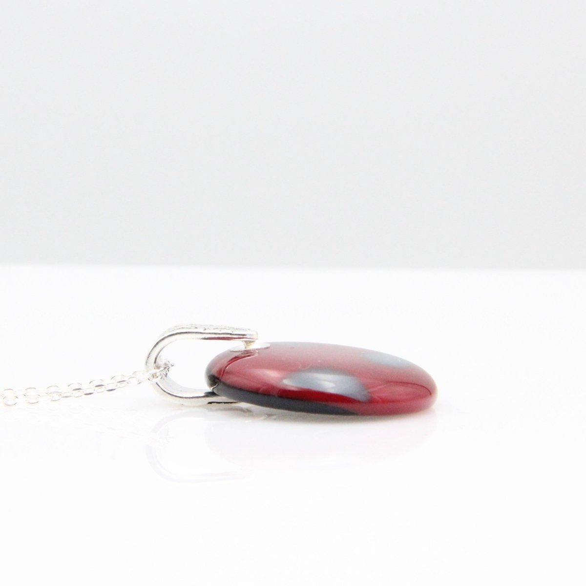 Handmade Red Glass Pendant on a Silver Chain