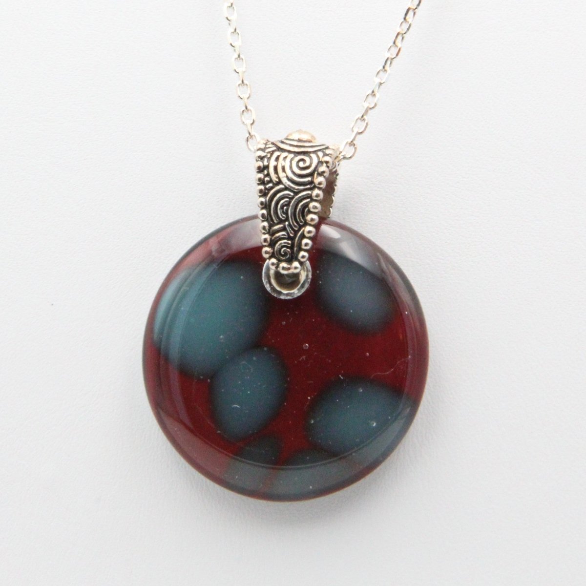 Handmade Red Glass Pendant on a Silver Chain