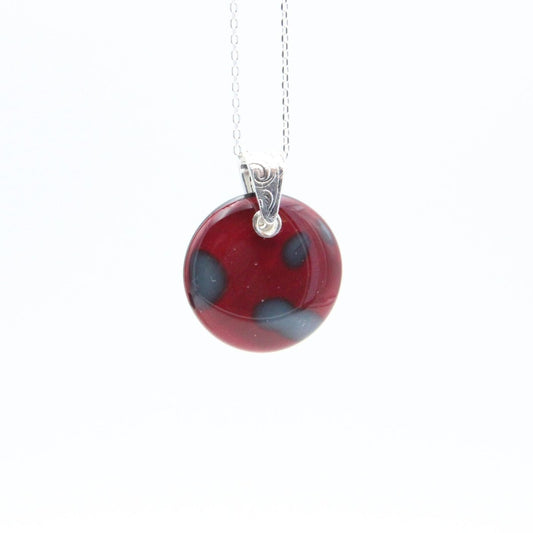 Handmade Red Glass Pendant on a Silver Chain