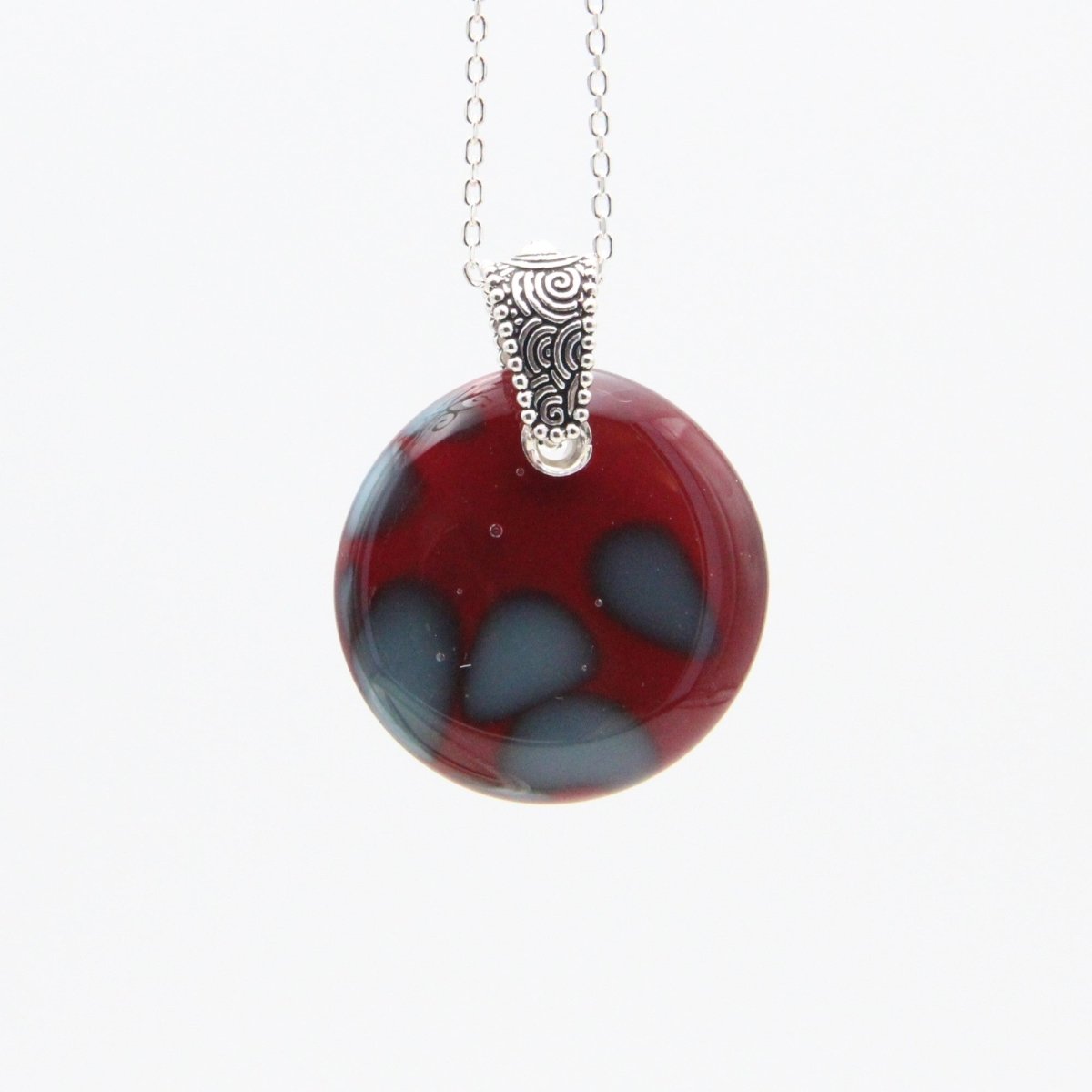 Handmade Red Glass Pendant on a Silver Chain