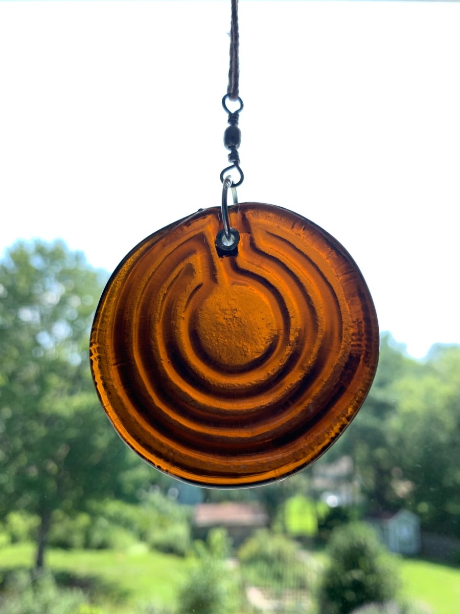 Labyrinth Small Suncatcher from an Upcycled Wine Bottle