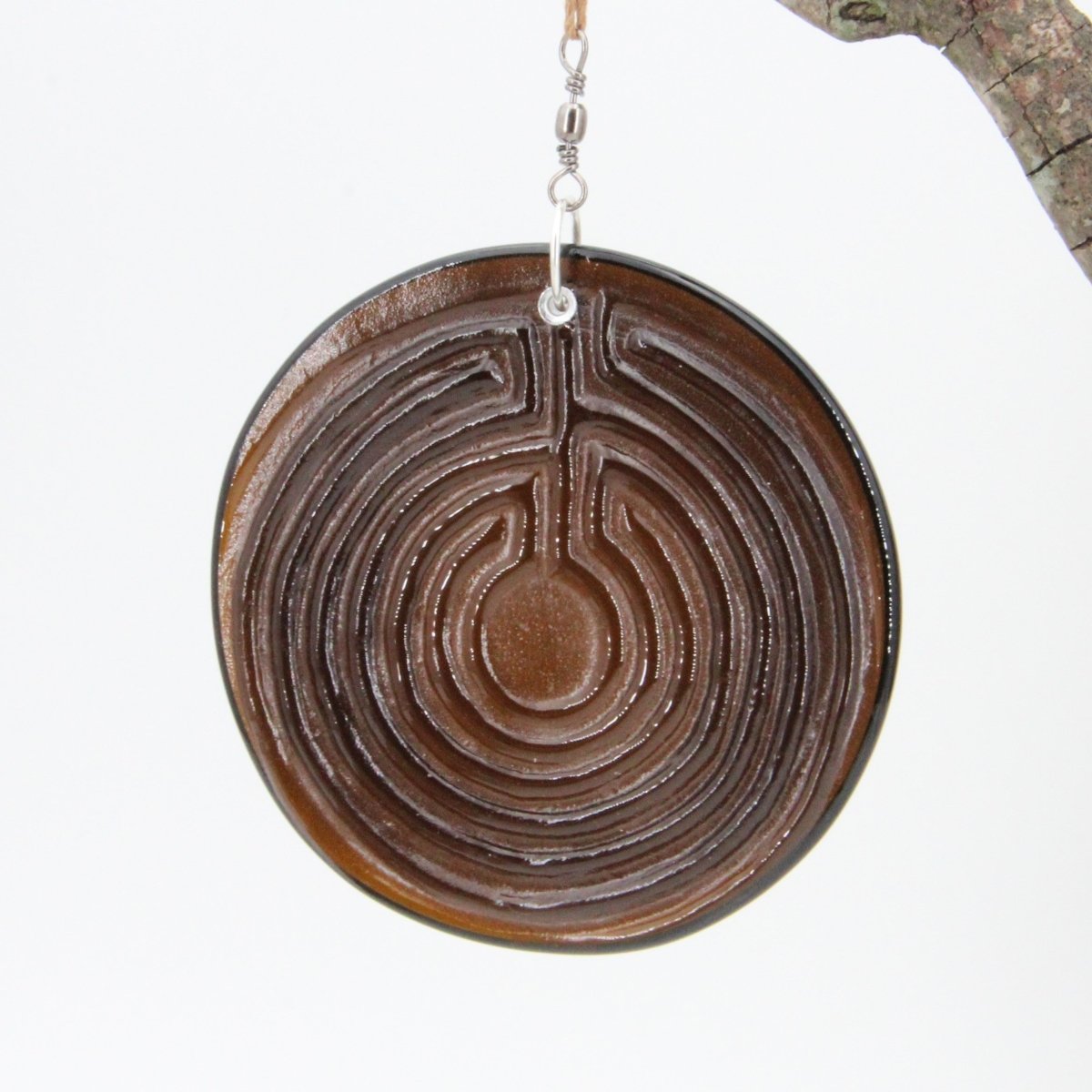 Labyrinth Suncatcher from an Upcycled Wine Bottle