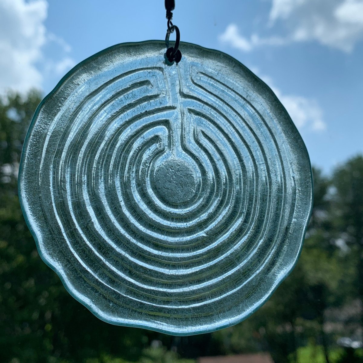 Labyrinth Suncatcher from an Upcycled Wine Bottle