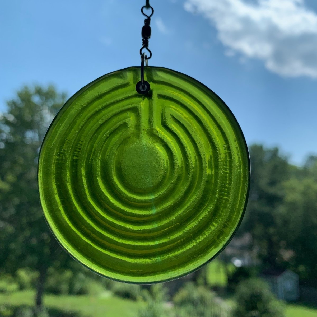 Labyrinth Suncatcher from an Upcycled Wine Bottle