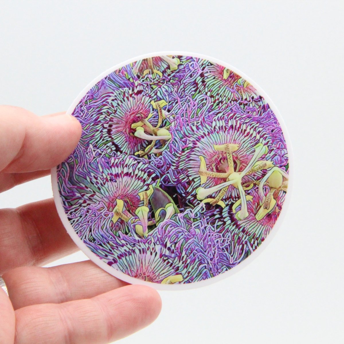 Maypop Passion Flower 3 inch Round Premium Vinyl Sticker