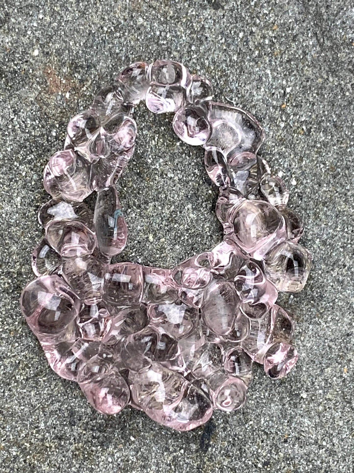 Upcycled Glass Jewelry, Pink Statement Pendant Necklace, Recycled Glass, Gift for Wine Lover, Glass Bottle Art