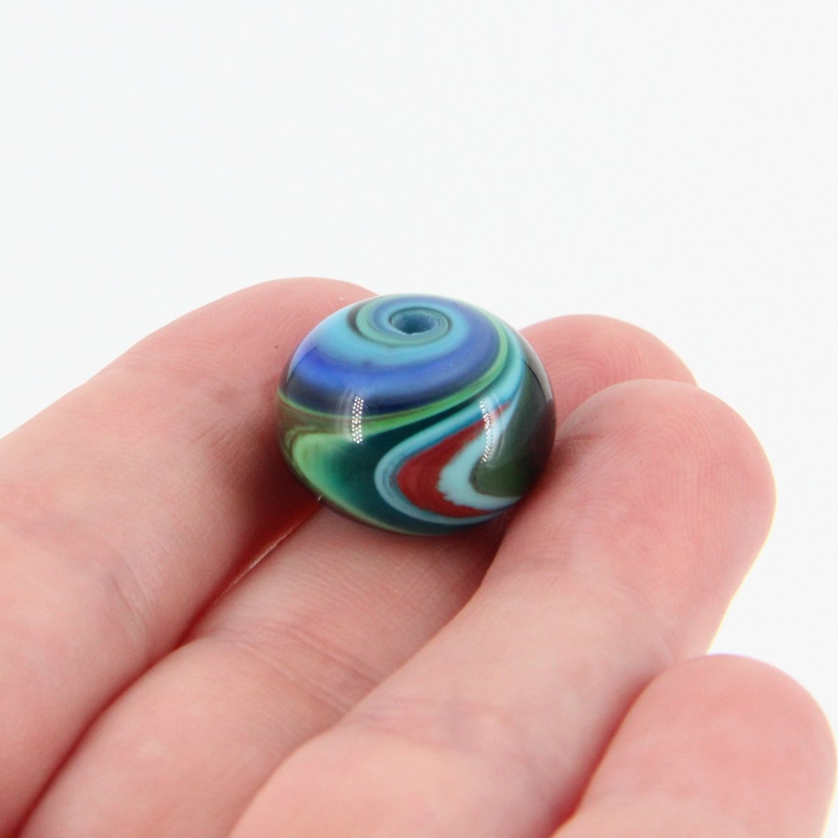 Multicolor Striped Statement Bead - Handmade Glass Lampwork, Unique Focal Bead for Pendant, Suncatcher, or Home Decorating