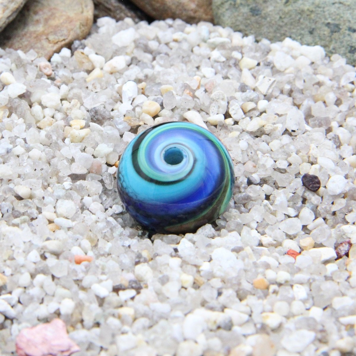 Multicolor Striped Statement Bead - Handmade Glass Lampwork, Unique Focal Bead for Pendant, Suncatcher, or Home Decorating
