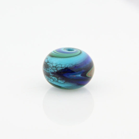 Multicolor Striped Statement Bead - Handmade Glass Lampwork, Unique Focal Bead for Pendant, Suncatcher, or Home Decorating