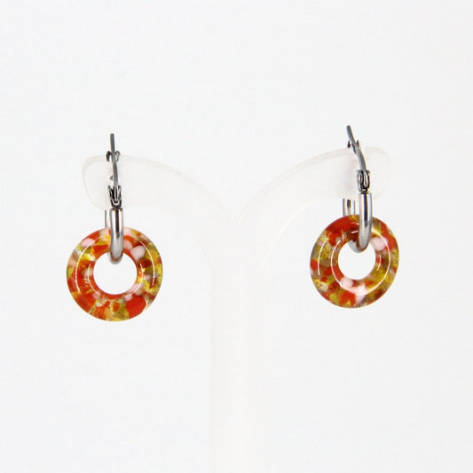 Orange Glass Hoop Earrings