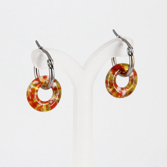 Orange Glass Hoop Earrings