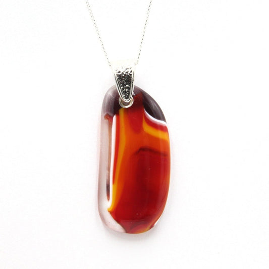 Orange Glass Pendant with Silver Accents