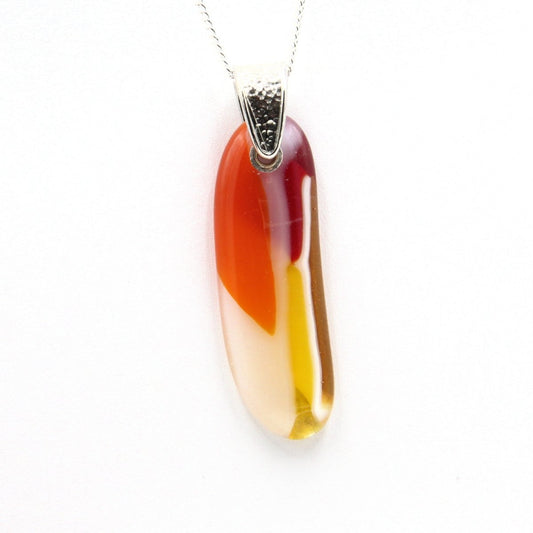 Orange Glass Pendant with Silver Accents