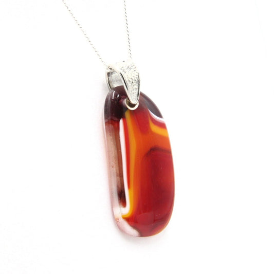 Orange Glass Pendant with Silver Accents