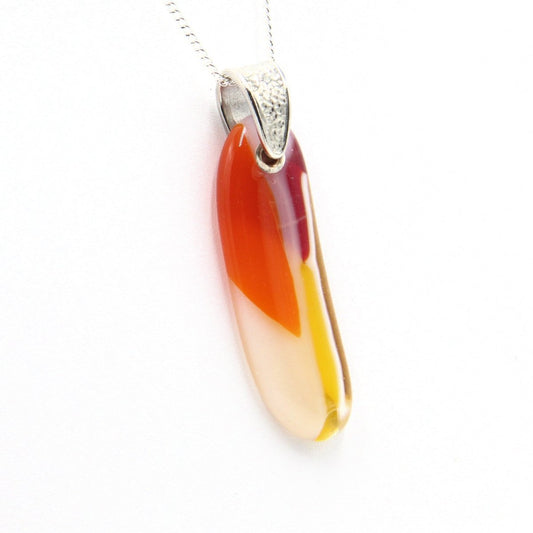 Orange Glass Pendant with Silver Accents