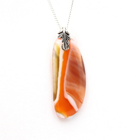 Orange Glass Pendant with Silver Accents