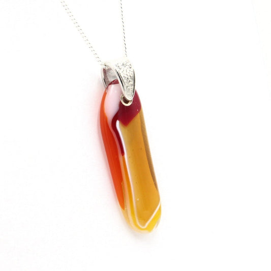 Orange Glass Pendant with Silver Accents