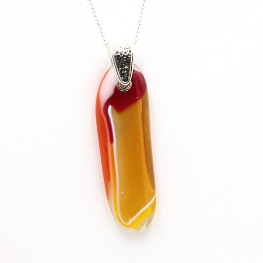 Orange Glass Pendant with Silver Accents
