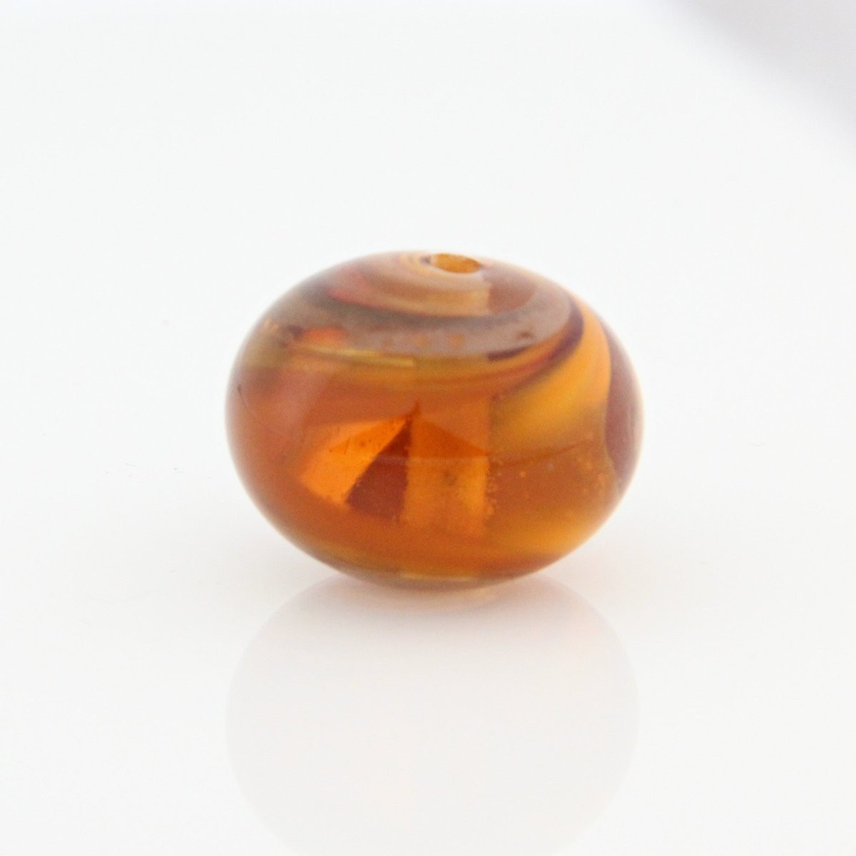 Orange Striped Statement Bead - Handmade Glass Lampwork, Unique Focal Bead for Pendant, Suncatcher, or Home Decorating