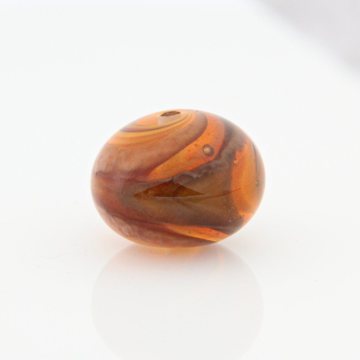 Orange Striped Statement Bead - Handmade Glass Lampwork, Unique Focal Bead for Pendant, Suncatcher, or Home Decorating