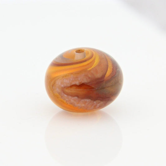 Orange Striped Statement Bead - Handmade Glass Lampwork, Unique Focal Bead for Pendant, Suncatcher, or Home Decorating