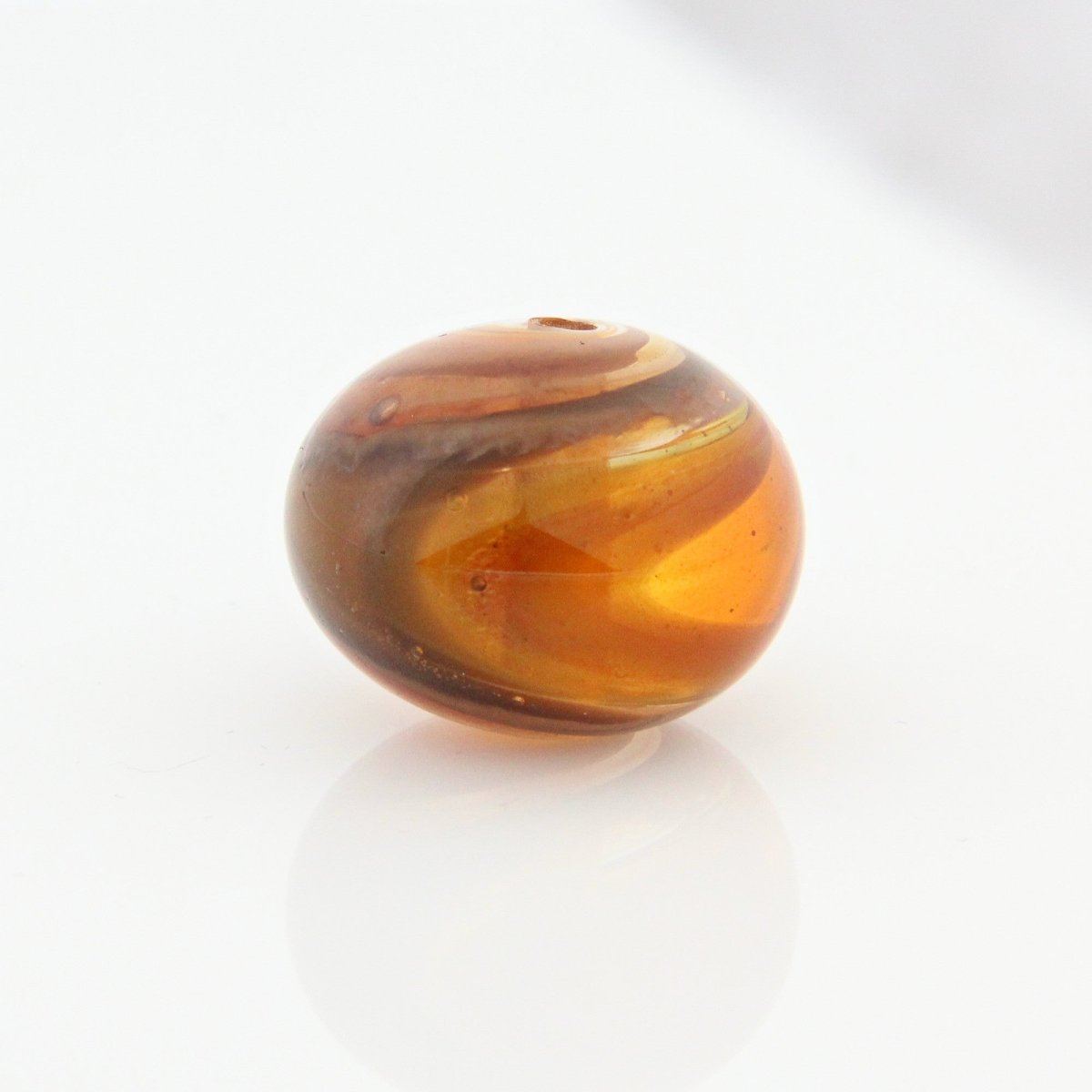 Orange Striped Statement Bead - Handmade Glass Lampwork, Unique Focal Bead for Pendant, Suncatcher, or Home Decorating