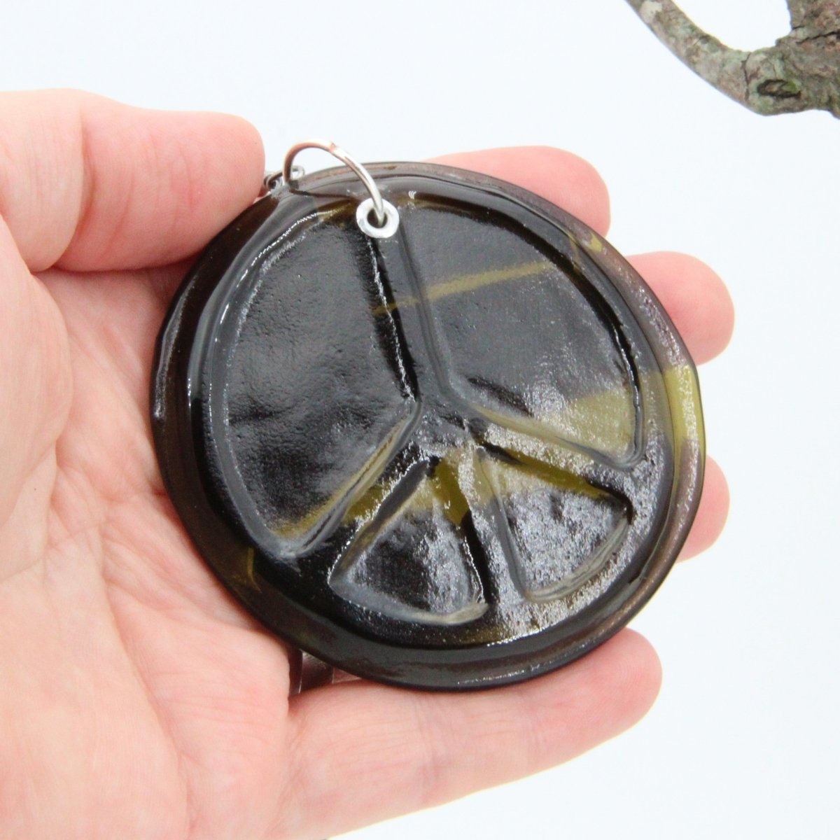Peace Symbol Suncatcher from Upcycled Wine Bottle