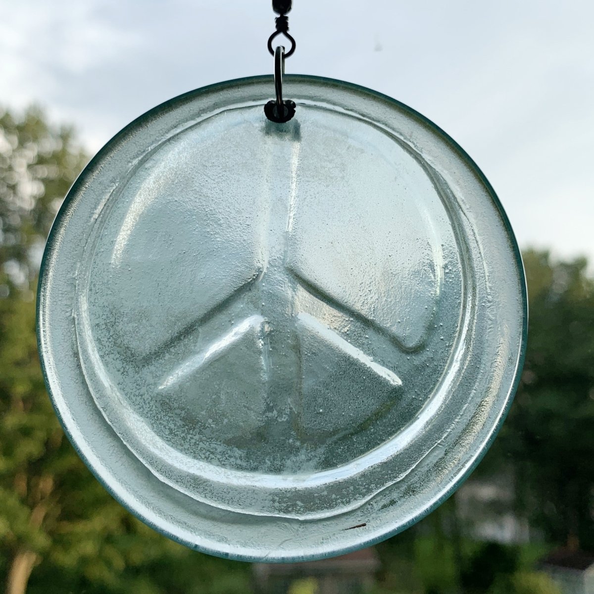 Peace Symbol Suncatcher from Upcycled Wine Bottle