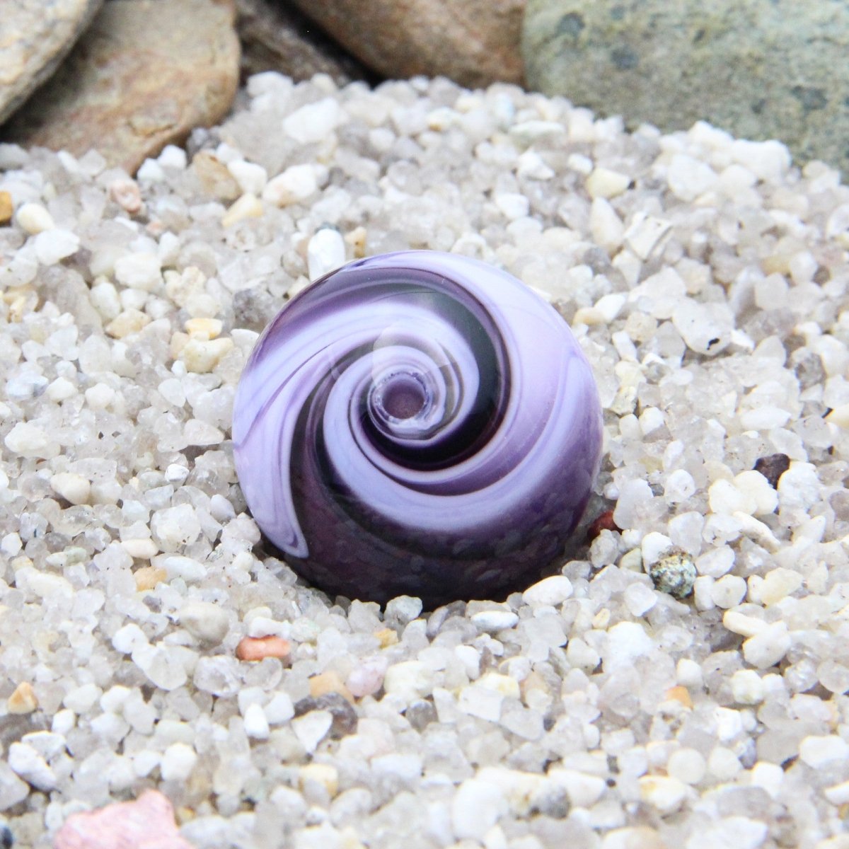 Pink and Purple Striped Statement Bead - Handmade Glass Lampwork, Unique Focal Bead for Pendant, Suncatcher, or Home Decorating