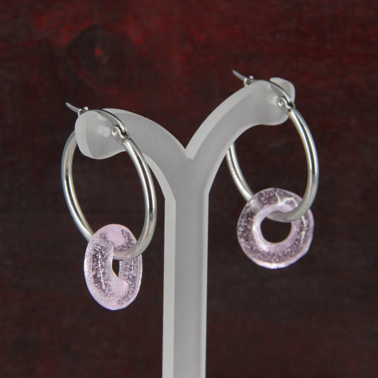 Pink Glass Hoop Earrings