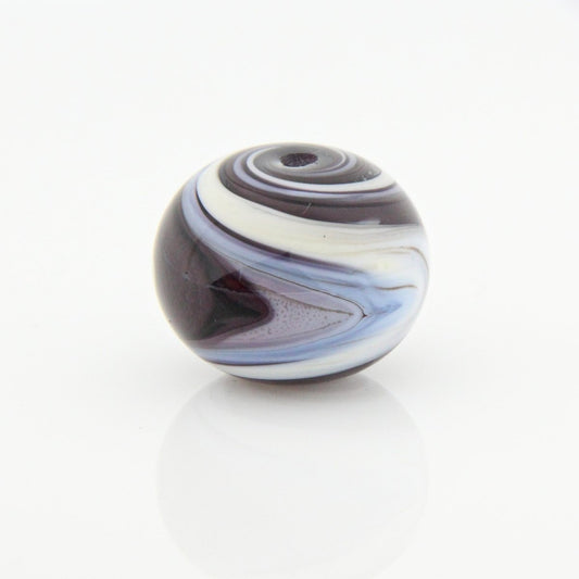 Purple, Blue, and White Striped Statement Bead - Handmade Glass Lampwork, Unique Focal Bead for Pendant, Suncatcher, or Home Decorating