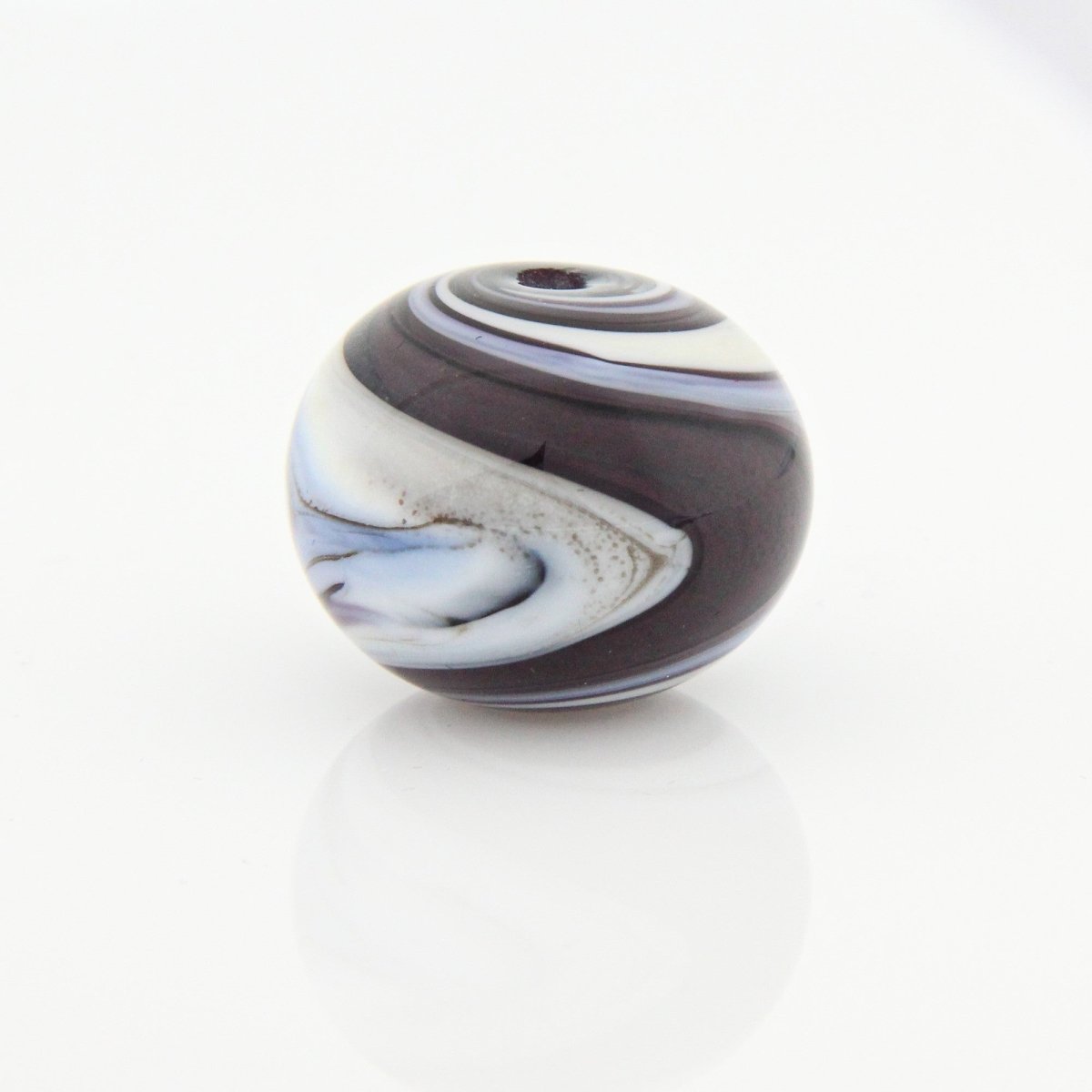 Purple, Blue, and White Striped Statement Bead - Handmade Glass Lampwork, Unique Focal Bead for Pendant, Suncatcher, or Home Decorating