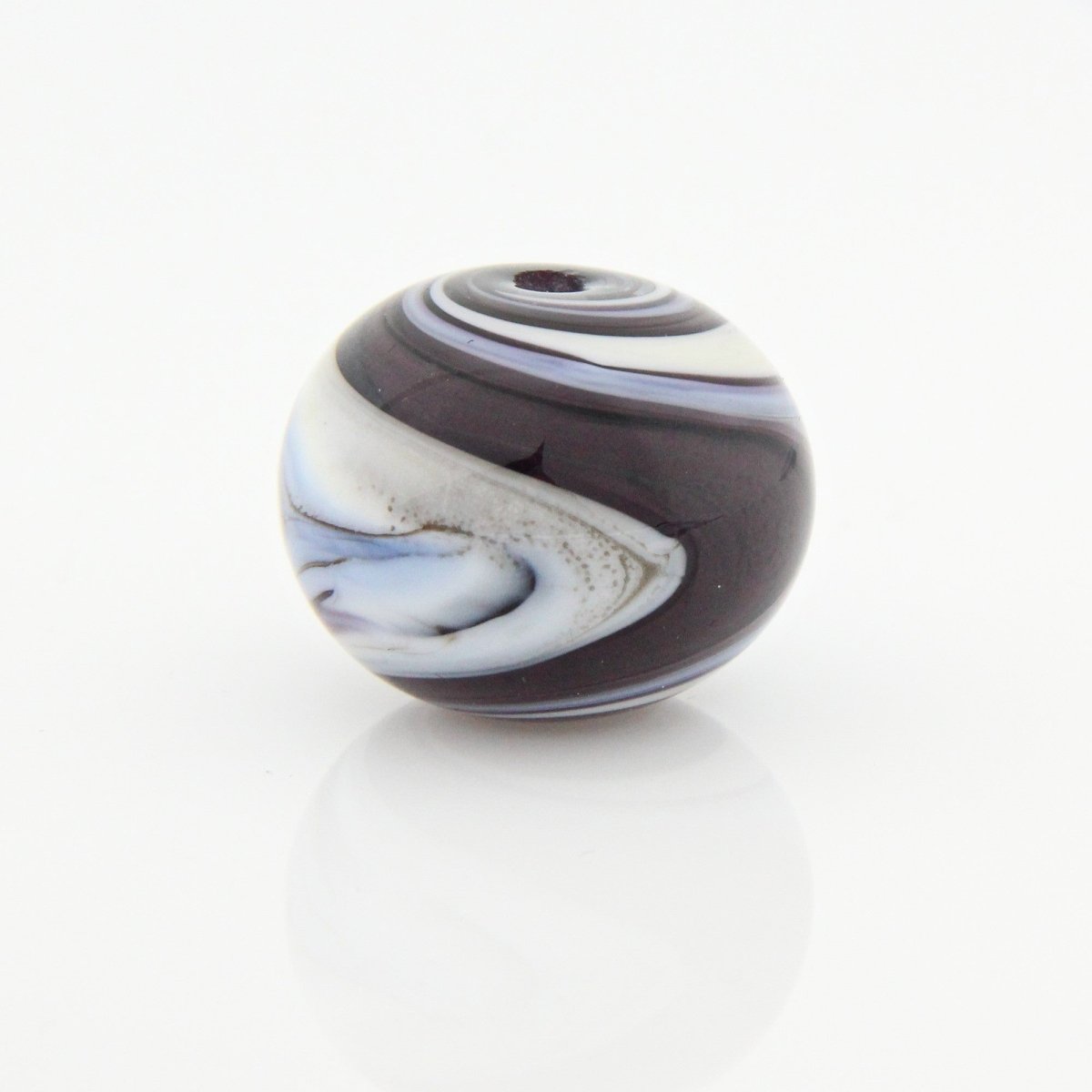 Purple, Blue, and White Striped Statement Bead - Handmade Glass Lampwork, Unique Focal Bead for Pendant, Suncatcher, or Home Decorating