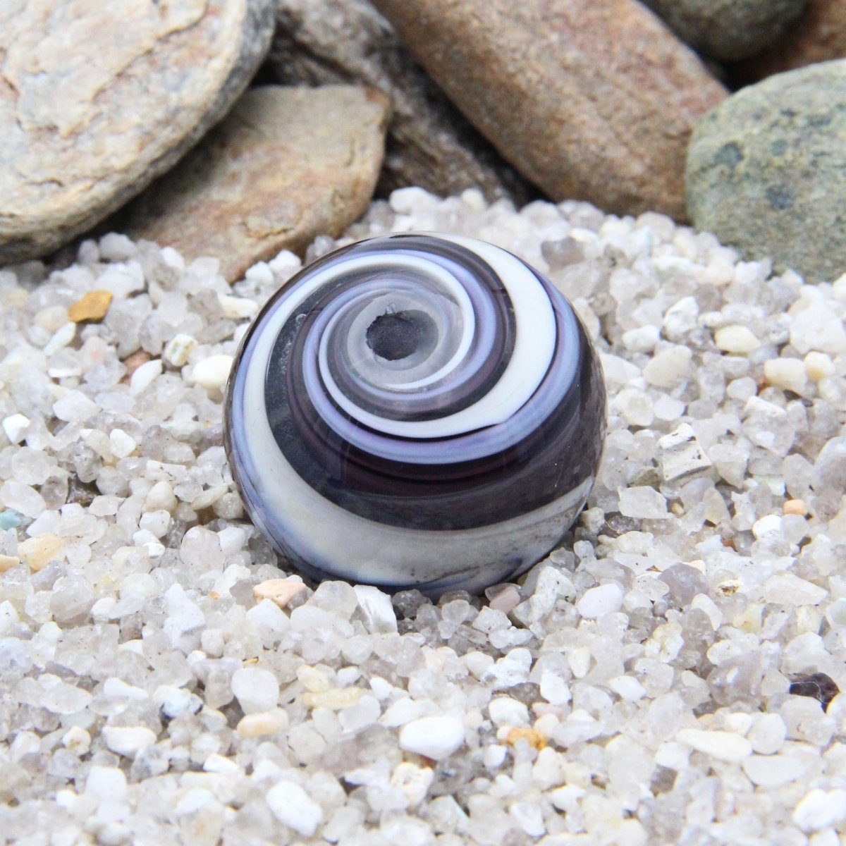 Purple, Blue, and White Striped Statement Bead - Handmade Glass Lampwork, Unique Focal Bead for Pendant, Suncatcher, or Home Decorating