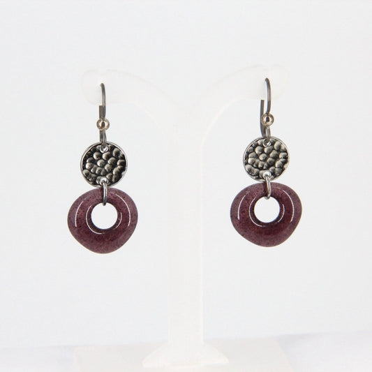 Purple Recycled Glass Dangle Earrings