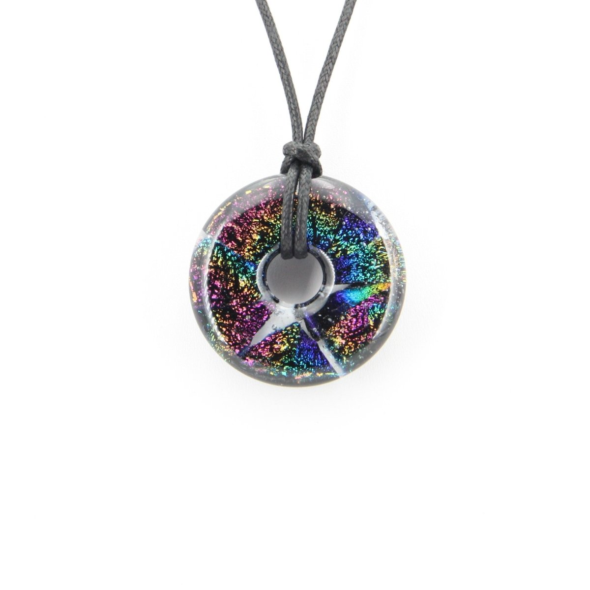 Rainbow Dichroic Chunky Donut Glass Pendant
