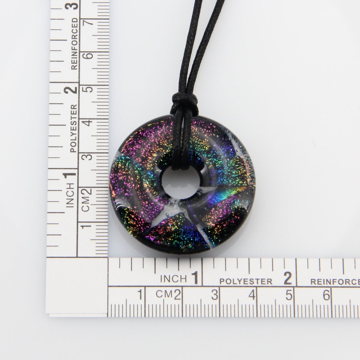 Rainbow Dichroic Chunky Donut Glass Pendant
