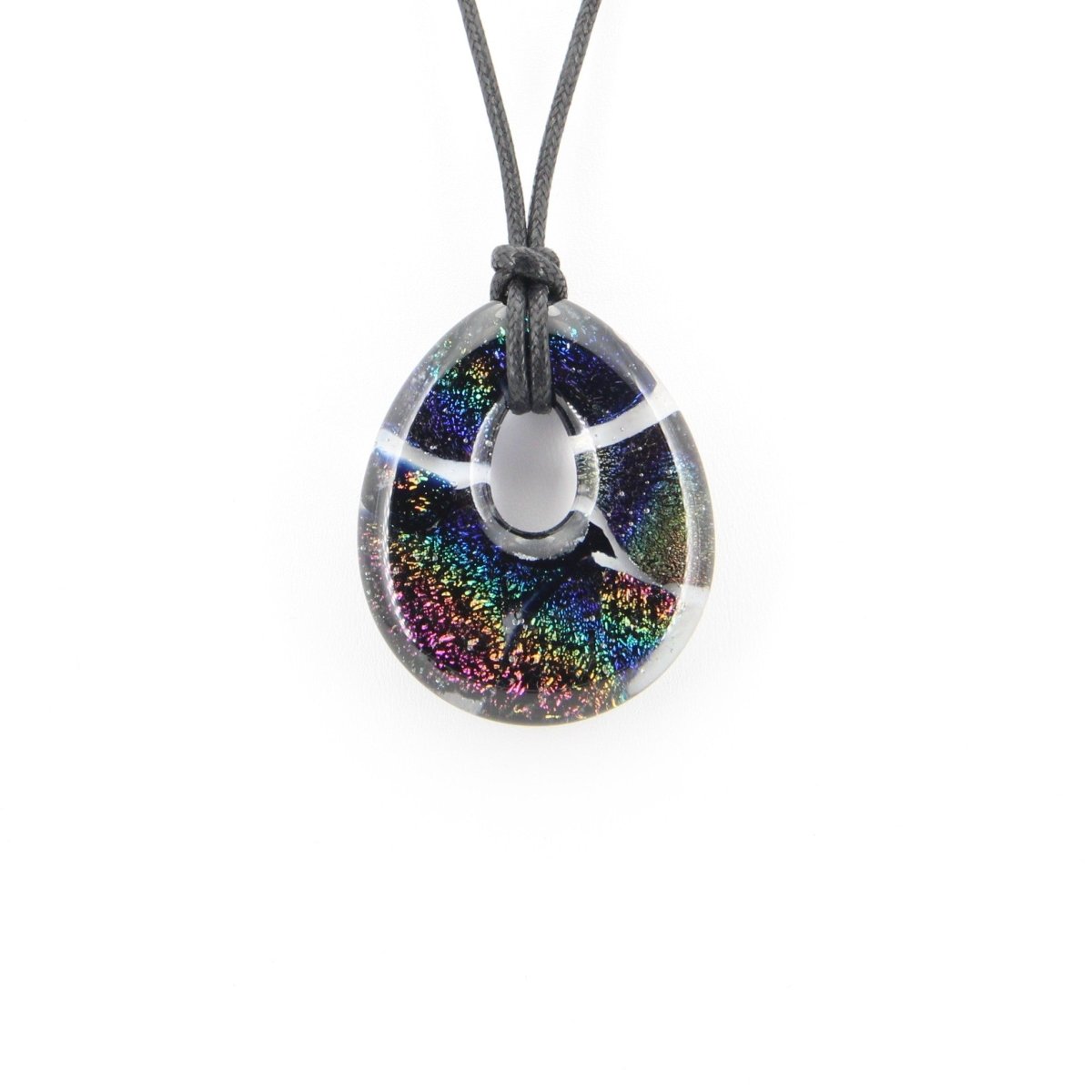 Rainbow Dichroic Chunky Teardrop Glass Pendant