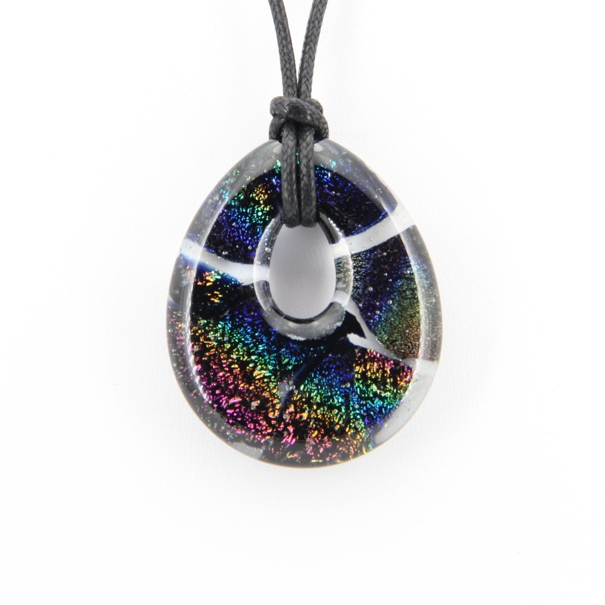Rainbow Dichroic Chunky Teardrop Glass Pendant