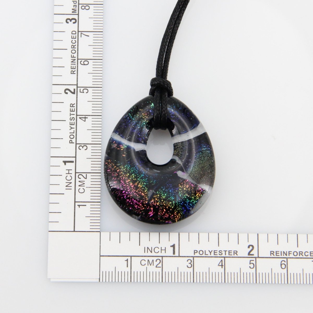 Rainbow Dichroic Chunky Teardrop Glass Pendant