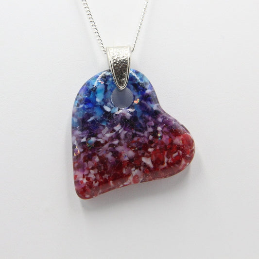Rainbow Frit Heart Pendant