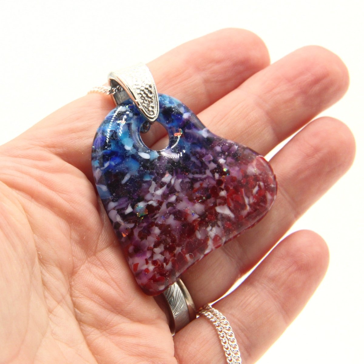 Rainbow Frit Heart Pendant