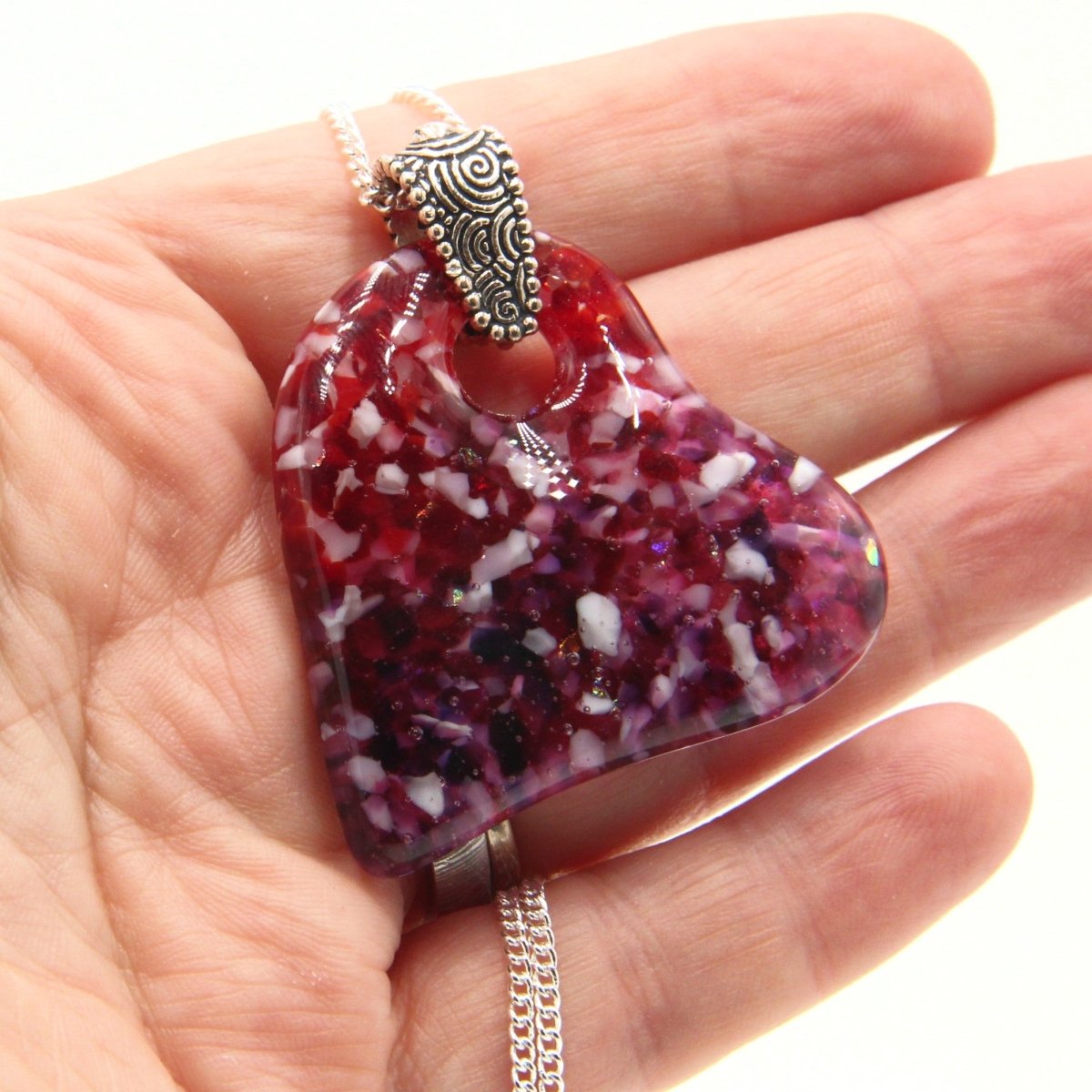 Rainbow Frit Heart Pendant