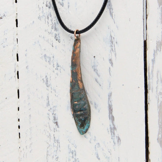 Real Plant Jewelry, Redbud Tree Seed Pod, Cercis canadensis, Copper Electroformed Pendant with Antique Patina, Gift for Nature Lover