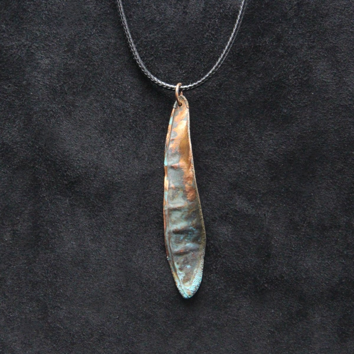 Real Plant Jewelry, Redbud Tree Seed Pod, Cercis canadensis, Copper Electroformed Pendant with Antique Patina, Gift for Nature Lover