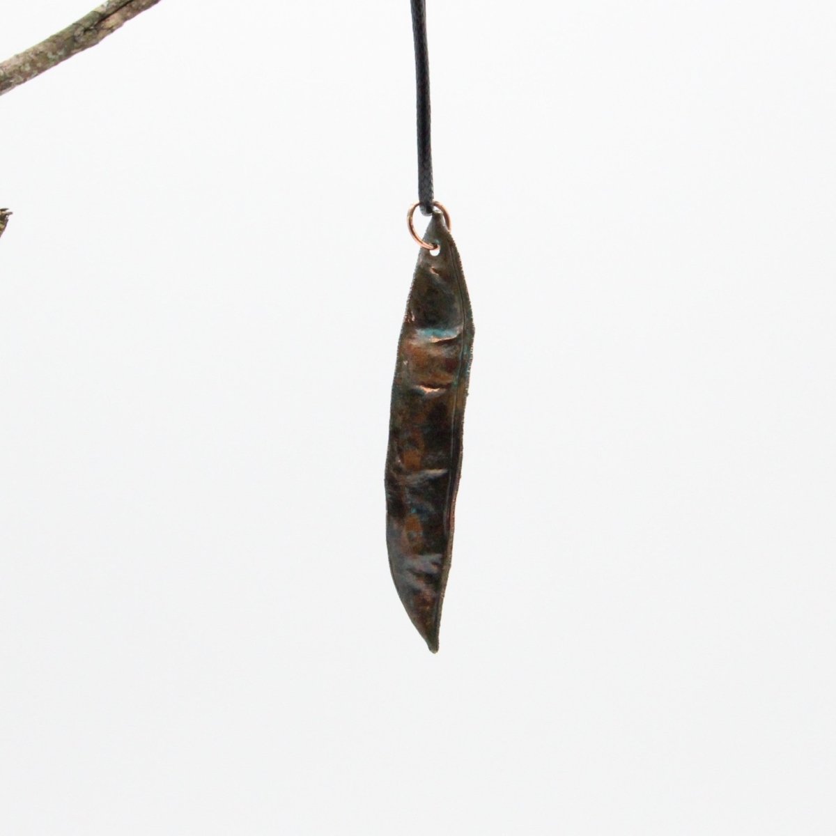 Real Plant Jewelry, Redbud Tree Seed Pod, Cercis canadensis, Copper Electroformed Pendant with Antique Patina, Gift for Nature Lover