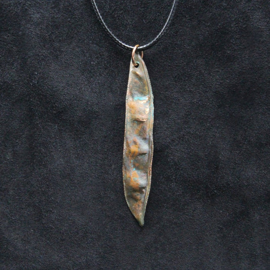 Real Plant Jewelry, Redbud Tree Seed Pod, Cercis canadensis, Copper Electroformed Pendant with Antique Patina, Gift for Nature Lover