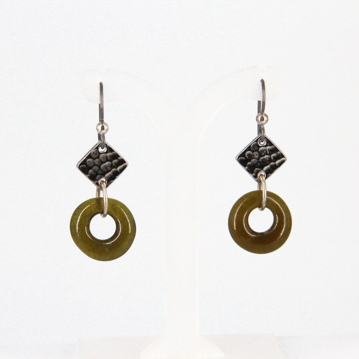 Recycled Green Glass Dangle Earrings