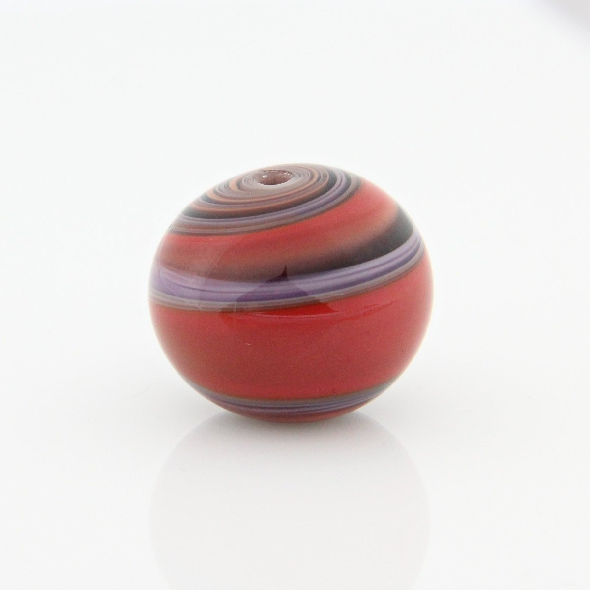 Red and Purple Striped Statement Bead - Handmade Glass Lampwork, Unique Focal Bead for Pendant, Suncatcher, or Home Decorating